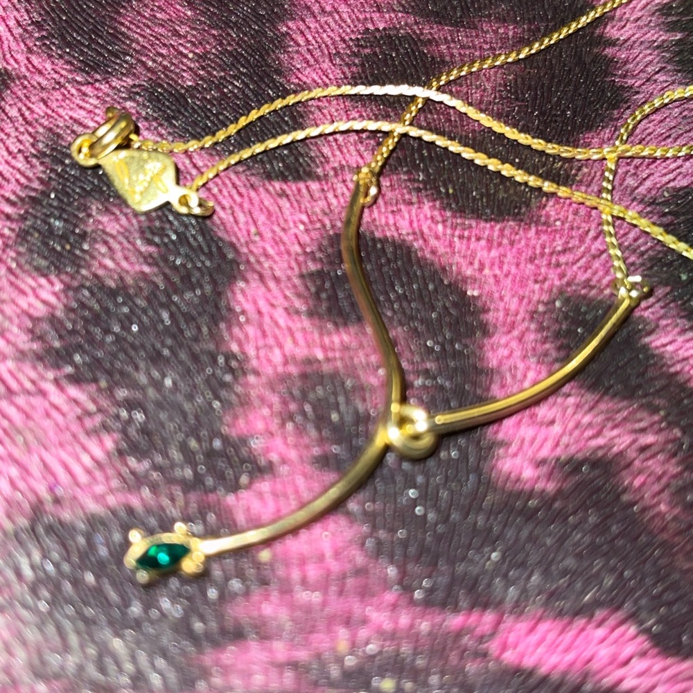 Biagi Elegant Gold Necklace with Green Gemstone collectable